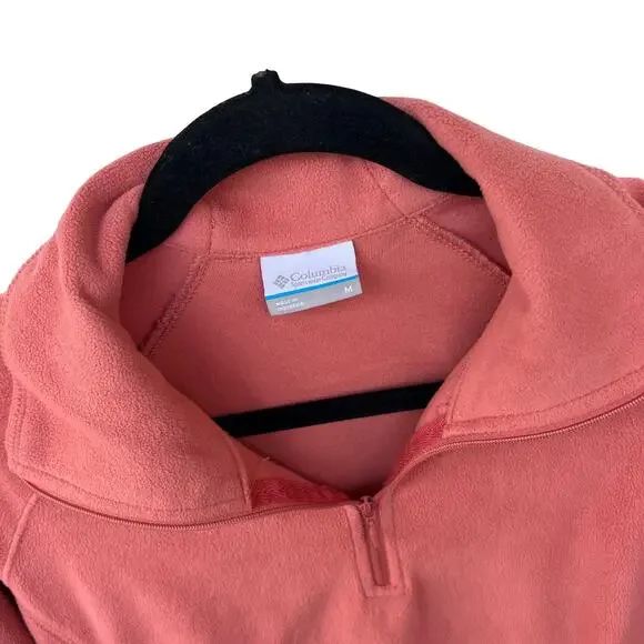Columbia Womens Peach Fleece Quarter Zip Pullover Medium Lightweight Soft Cozy - Picture 2 of 6